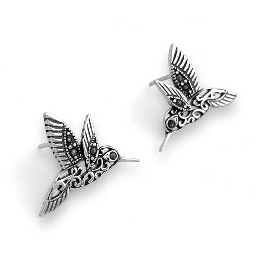 Hummingbird Stud with Marcasite Earrings