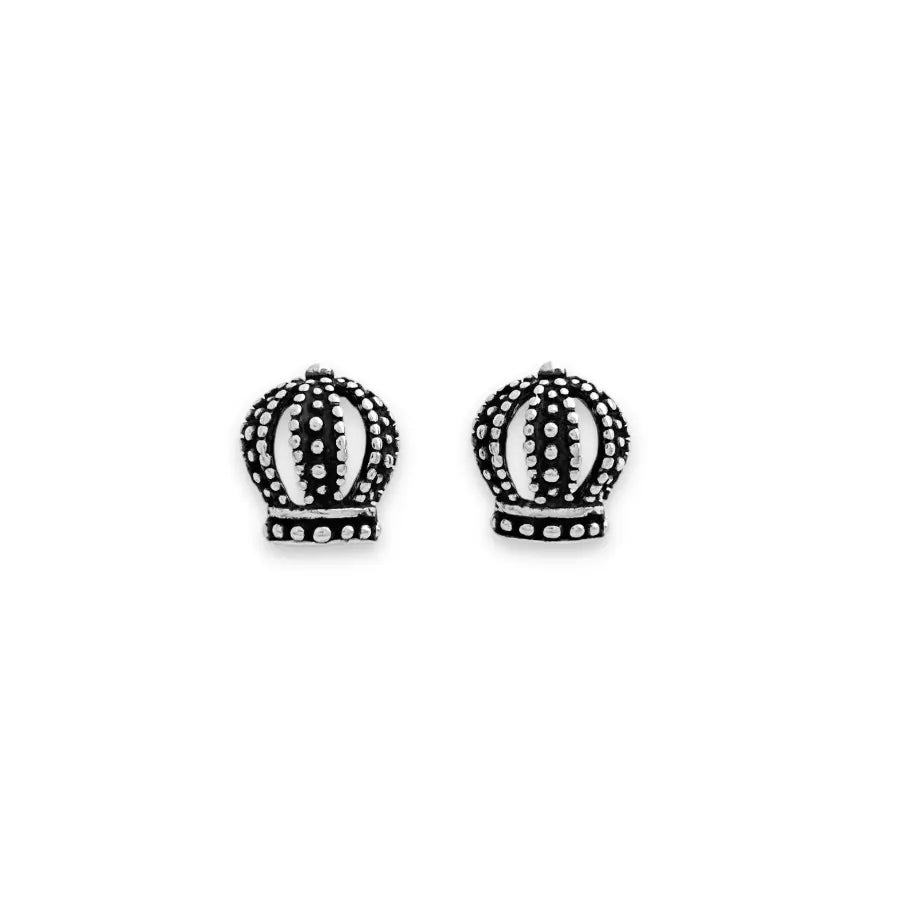 Granulated crown stud earrings