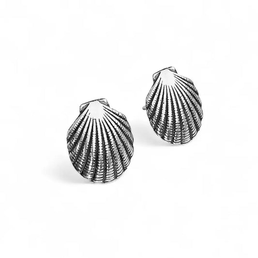 Ornate Shell Stud Earrings