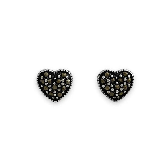 Marcasite Heart Stud Earrings