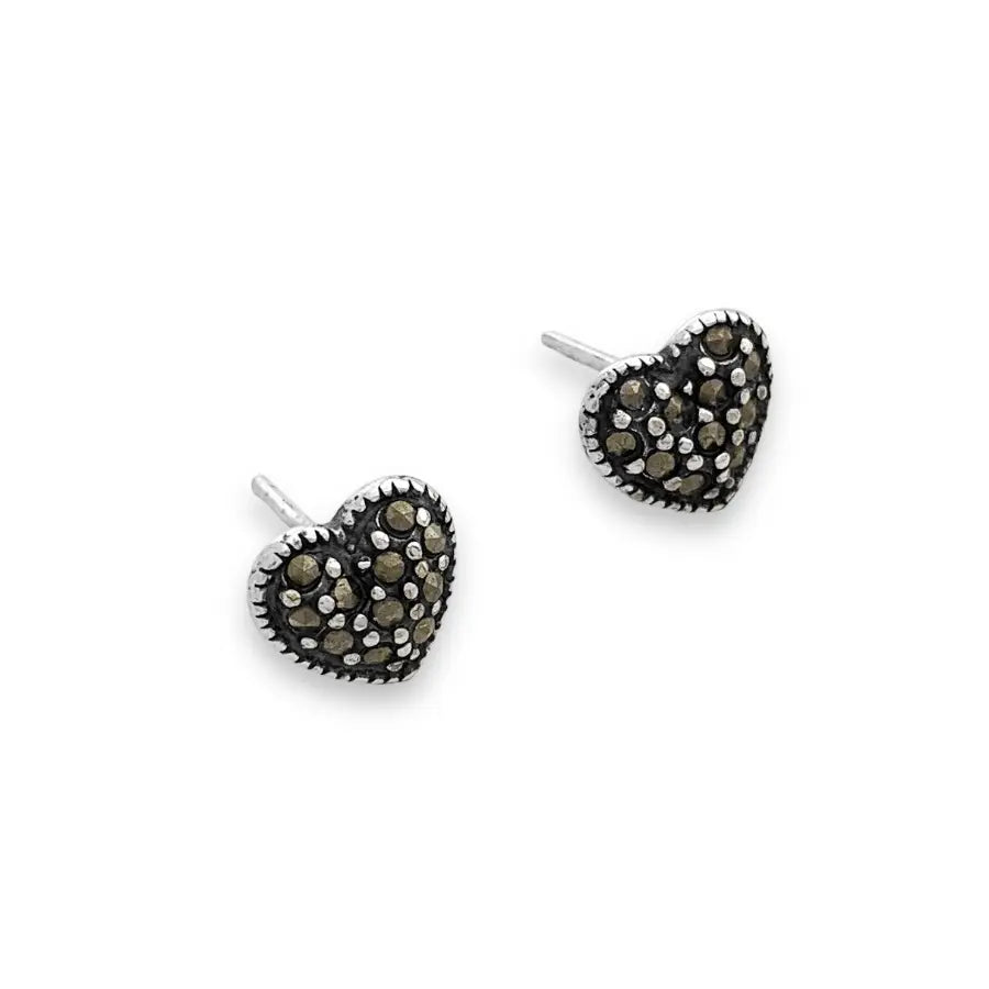 Marcasite heart stud earrings