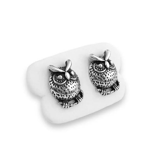 Textured Owl Stud Earrings