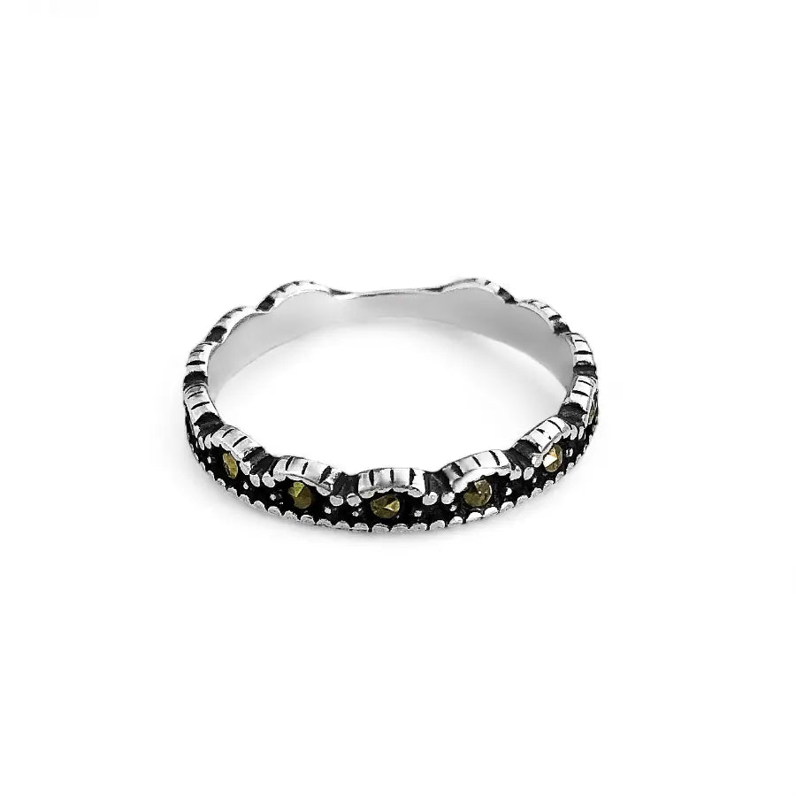 Beaded marquise ring