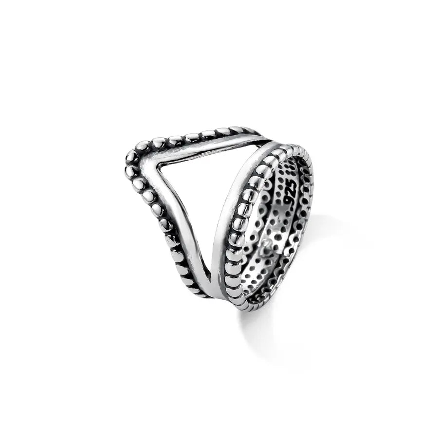 Beaded V-shaped ring
