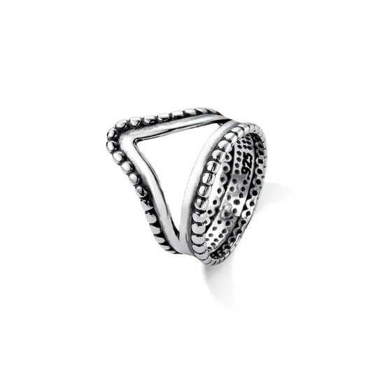 Beaded V-Shaped Ring