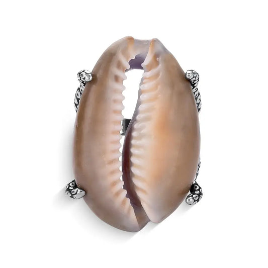 Natural Snakehead Cowrie Seashell Ring