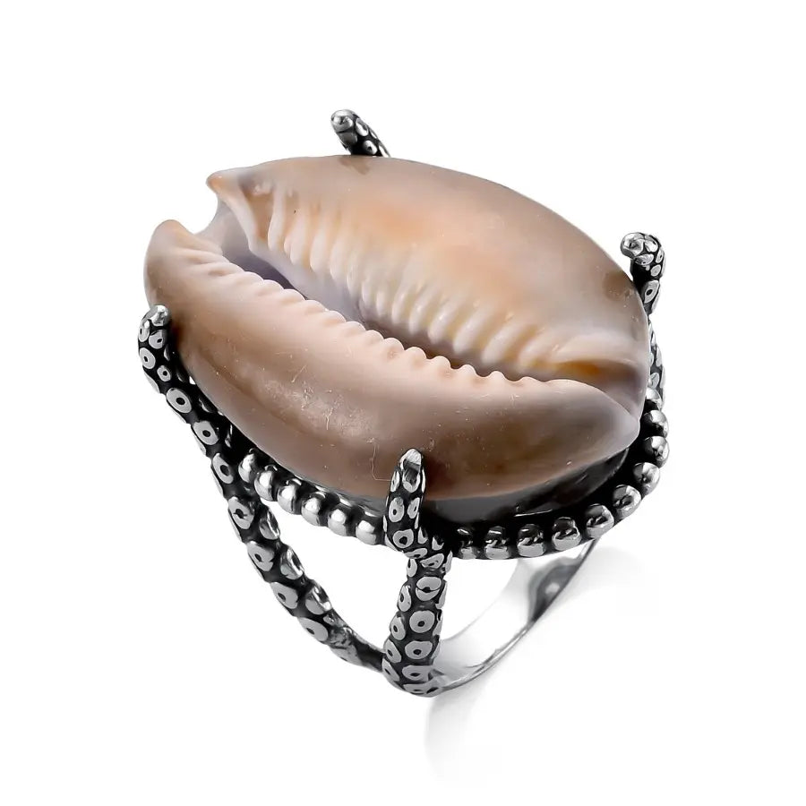 Natural snakehead crownie seashell ring