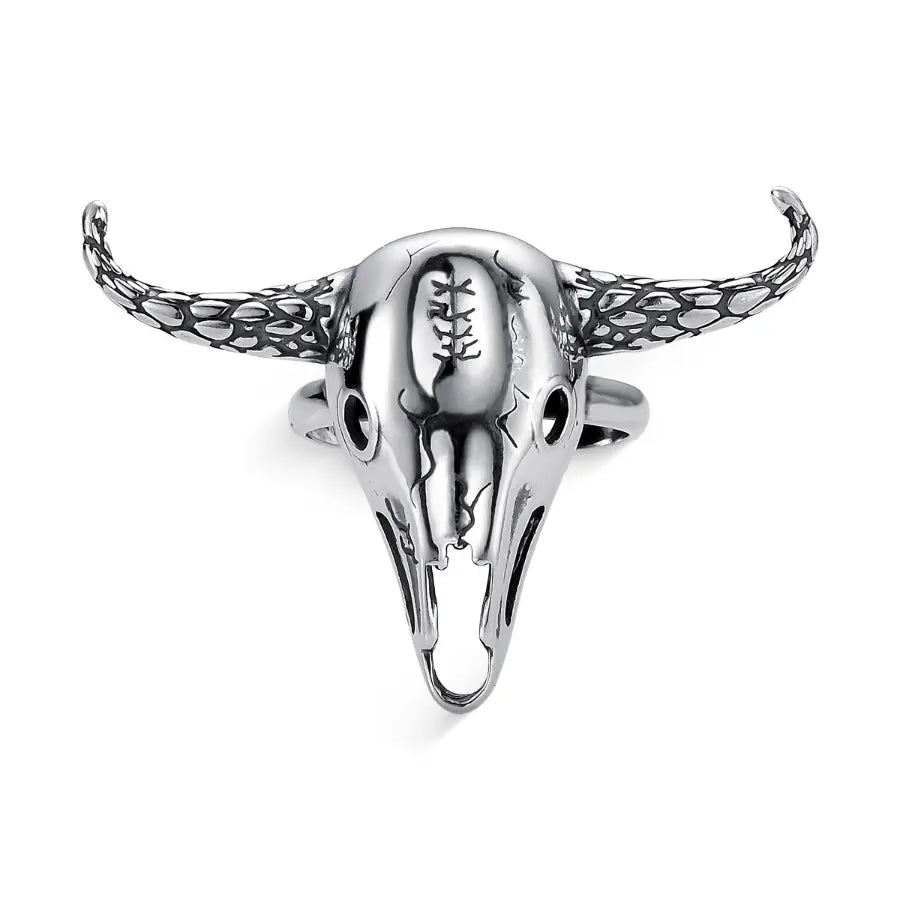 Oversized bull skull ring