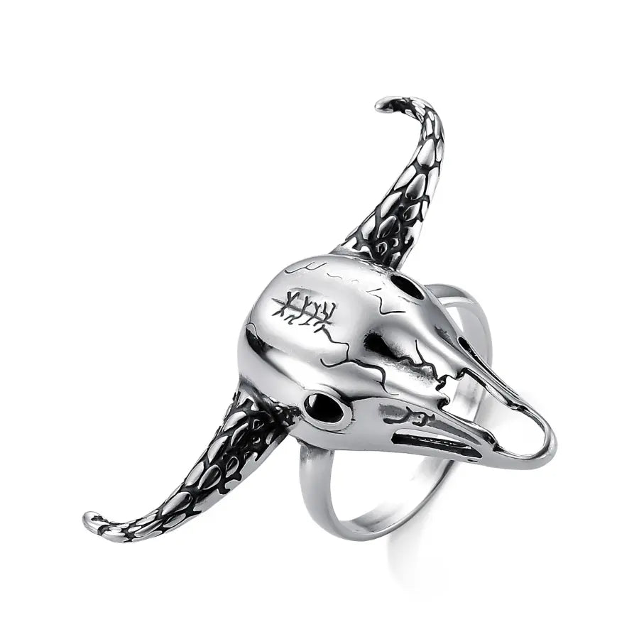 Oversized bull skull ring