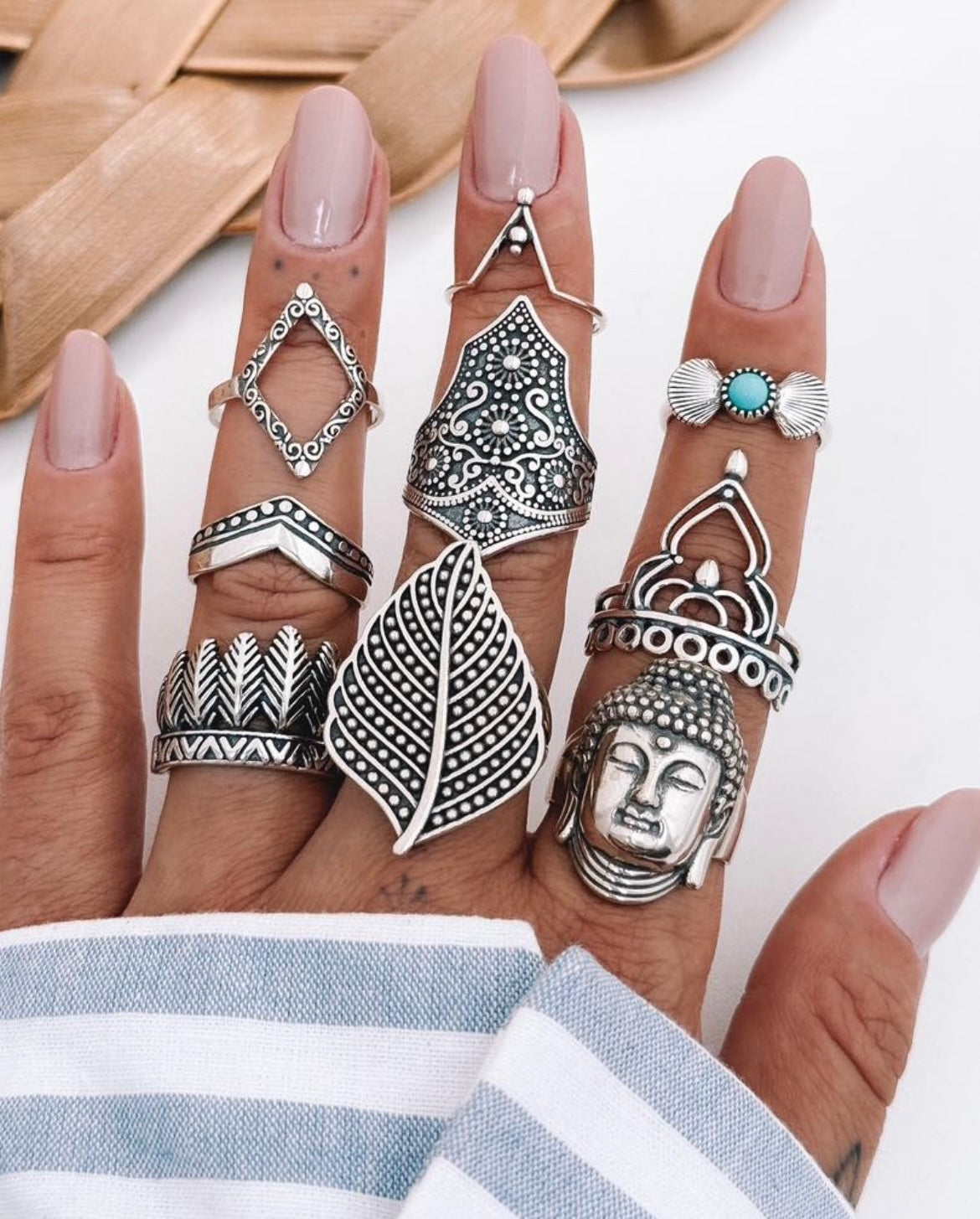 Textured Buddha Head Ring