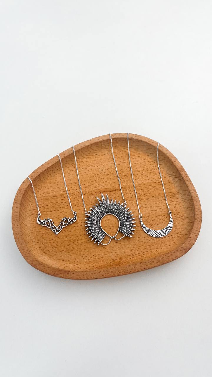 Geometric Crescent Moon Necklace