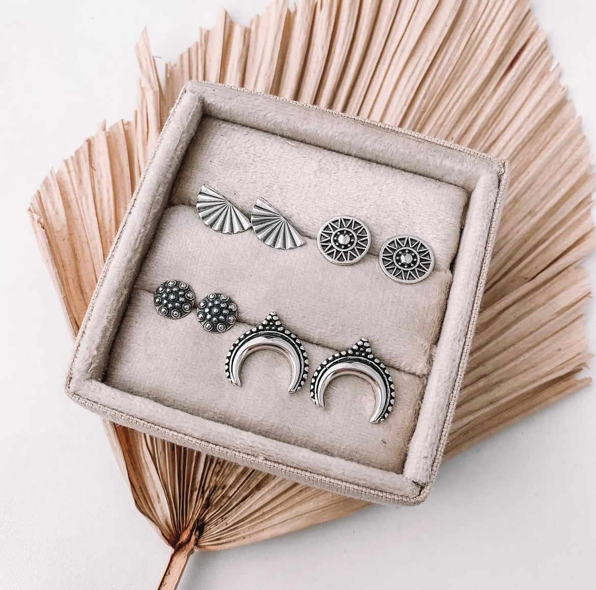 Dotted Crescent Moon Earrings