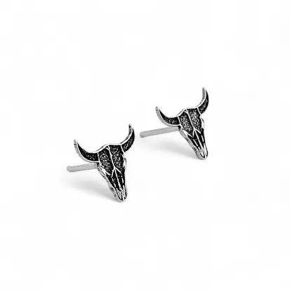 Bull skull stud earrings