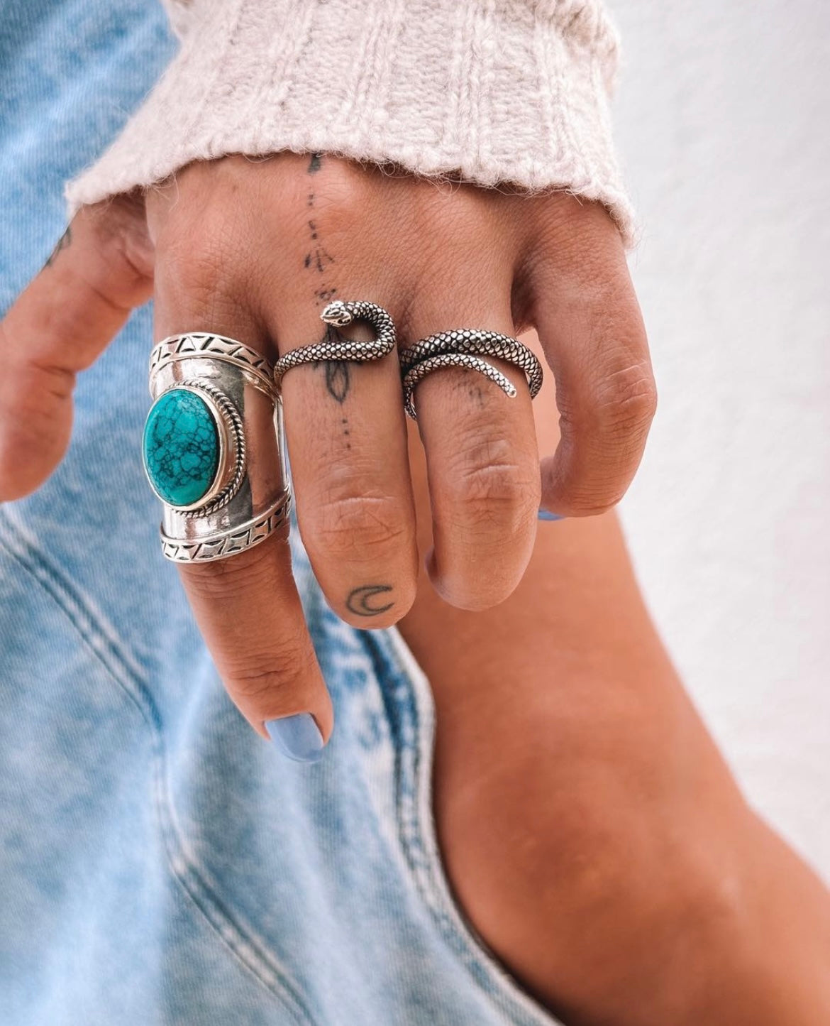 Adjustable Two Fingers Snake Ring