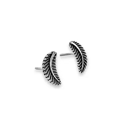 Slim leaf stud earrings