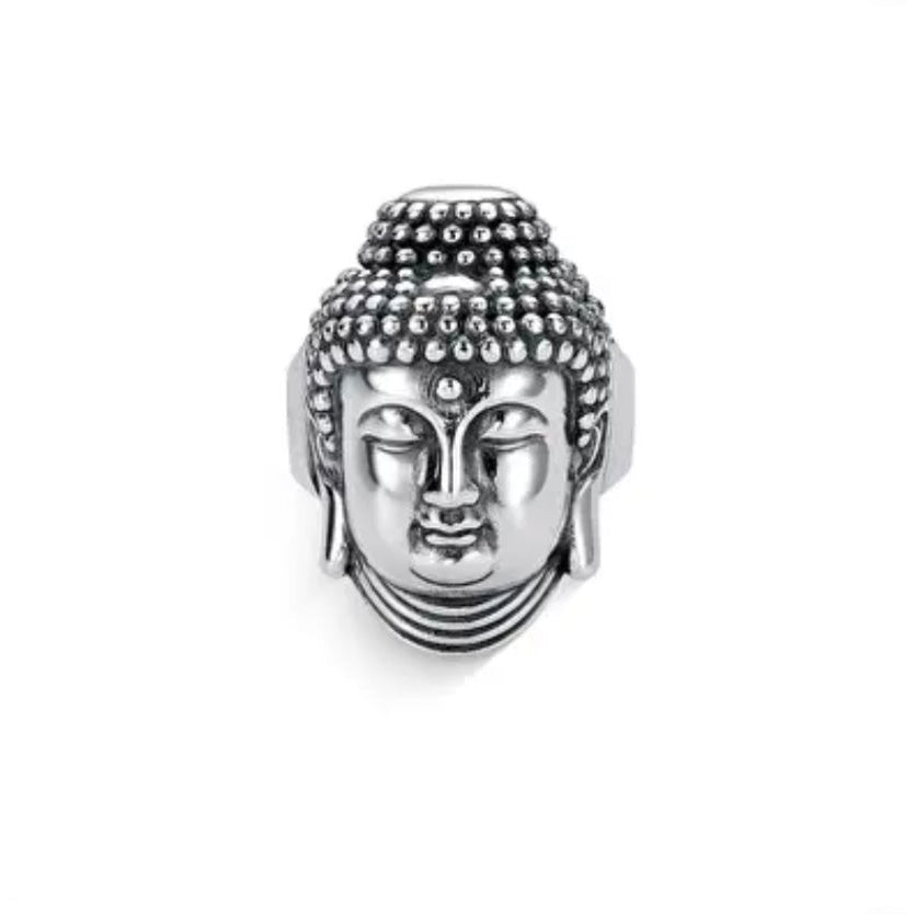 Textured Buddha head ring