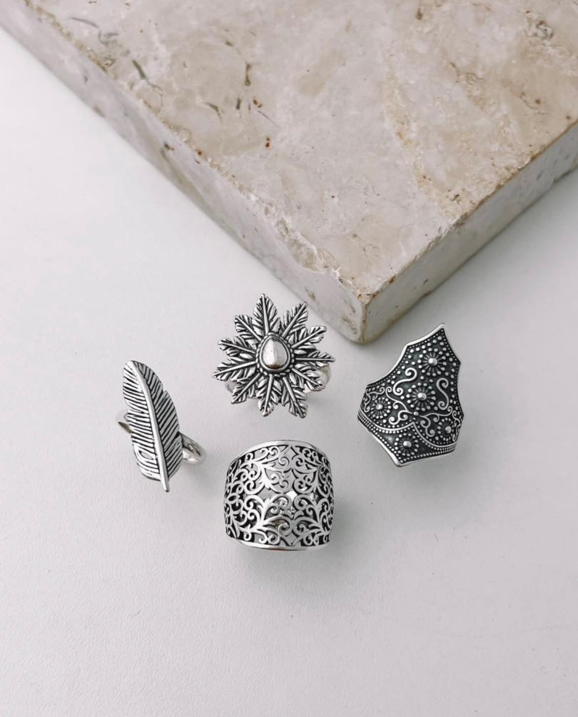 Elongated Feather Ring