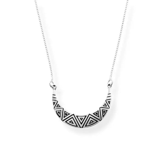 Geometric crescent moon necklace