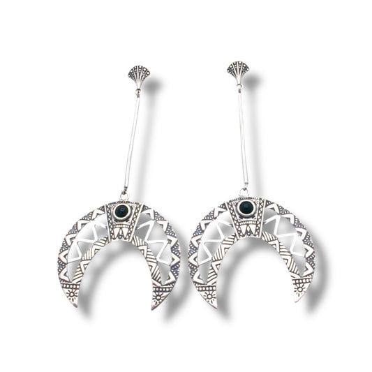Geometric crescent moon drop earrings
