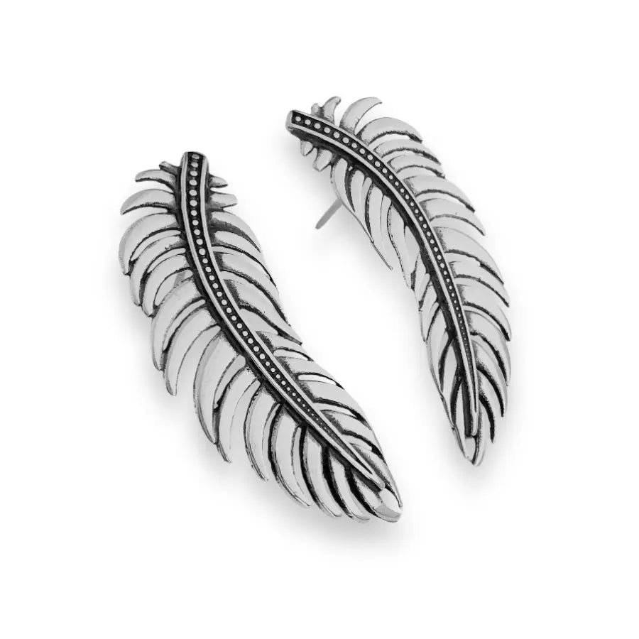 Curved feather earrings