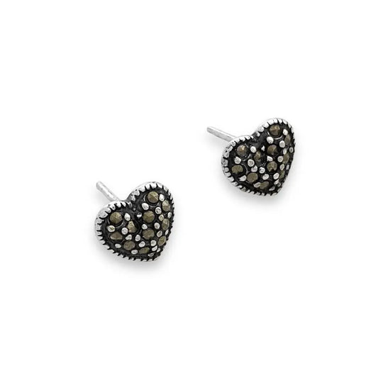 Marcasite heart stud earrings