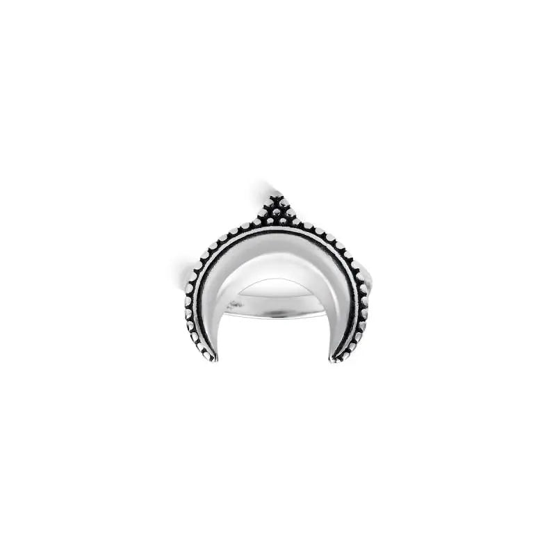 Dotted crescent moon ring