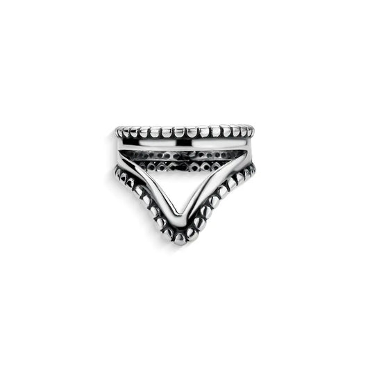 Beaded V-shaped ring