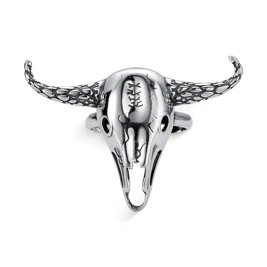Oversized bull skull ring