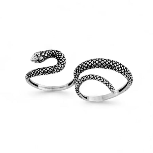Adjustable two fingers snake ring