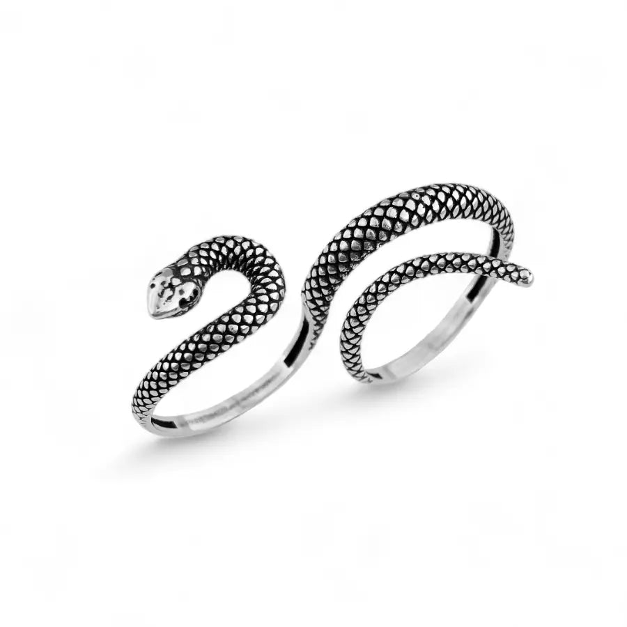 Adjustable two fingers snake ring