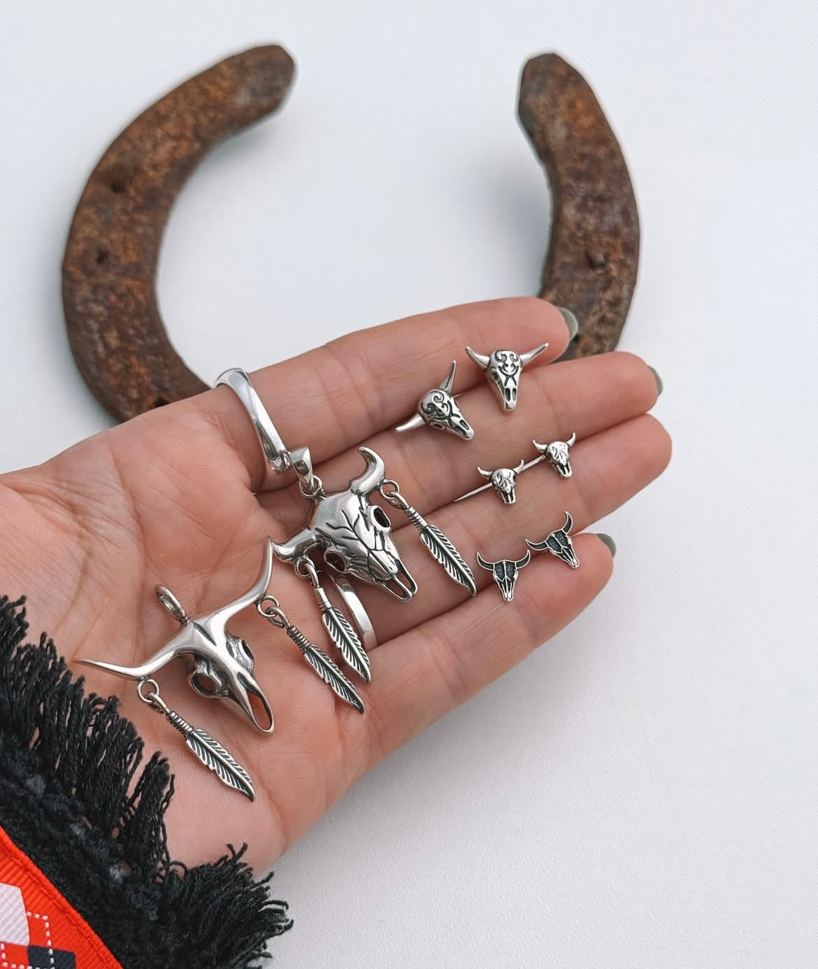 Bull Skull Stud Earrings