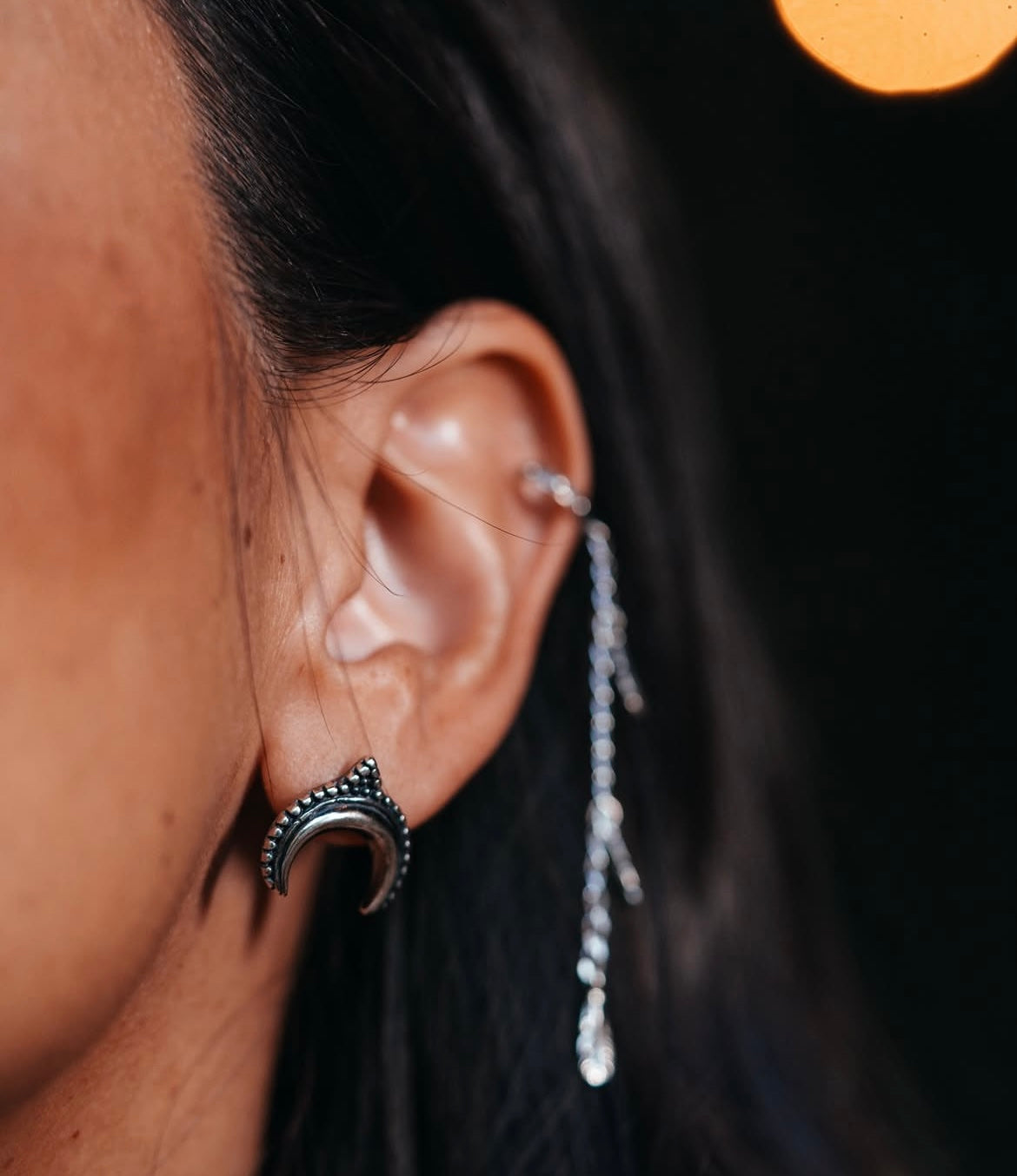 Dotted Crescent Moon Earrings