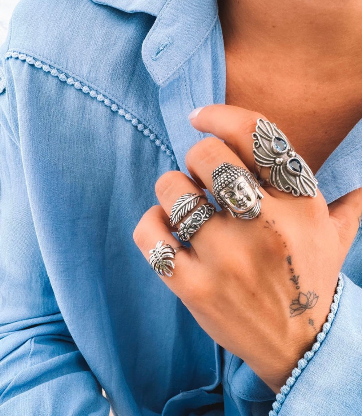 Textured Buddha Head Ring