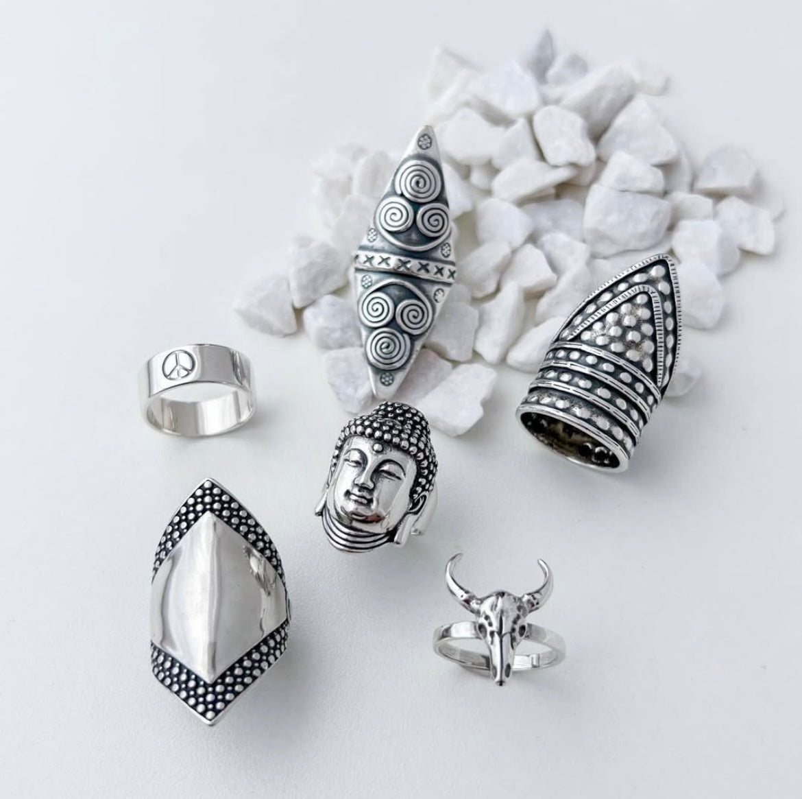 Textured Buddha Head Ring