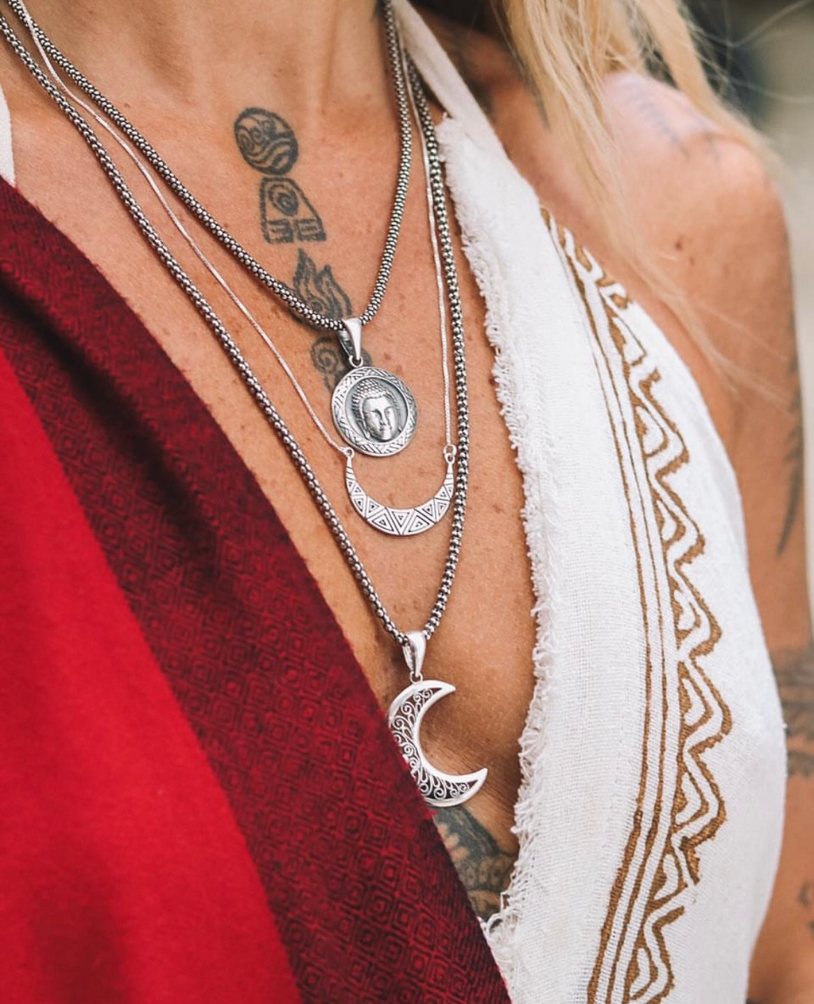 Geometric Crescent Moon Necklace