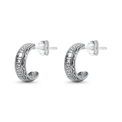 Textured open hoop earrings